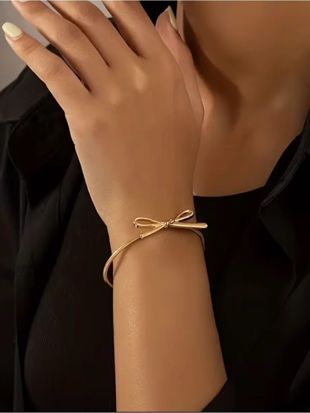 Gold Bow Bangle Bracelet